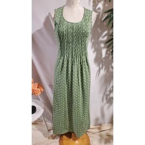 The Vermont Country Store Ditsy Floral Pleated Maxi Tieback Dress Size XS Green